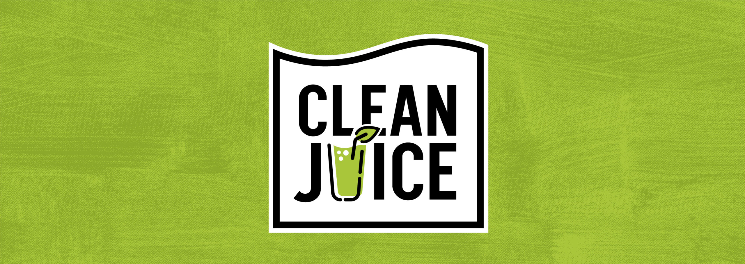 Clean Juice logo on green textured background